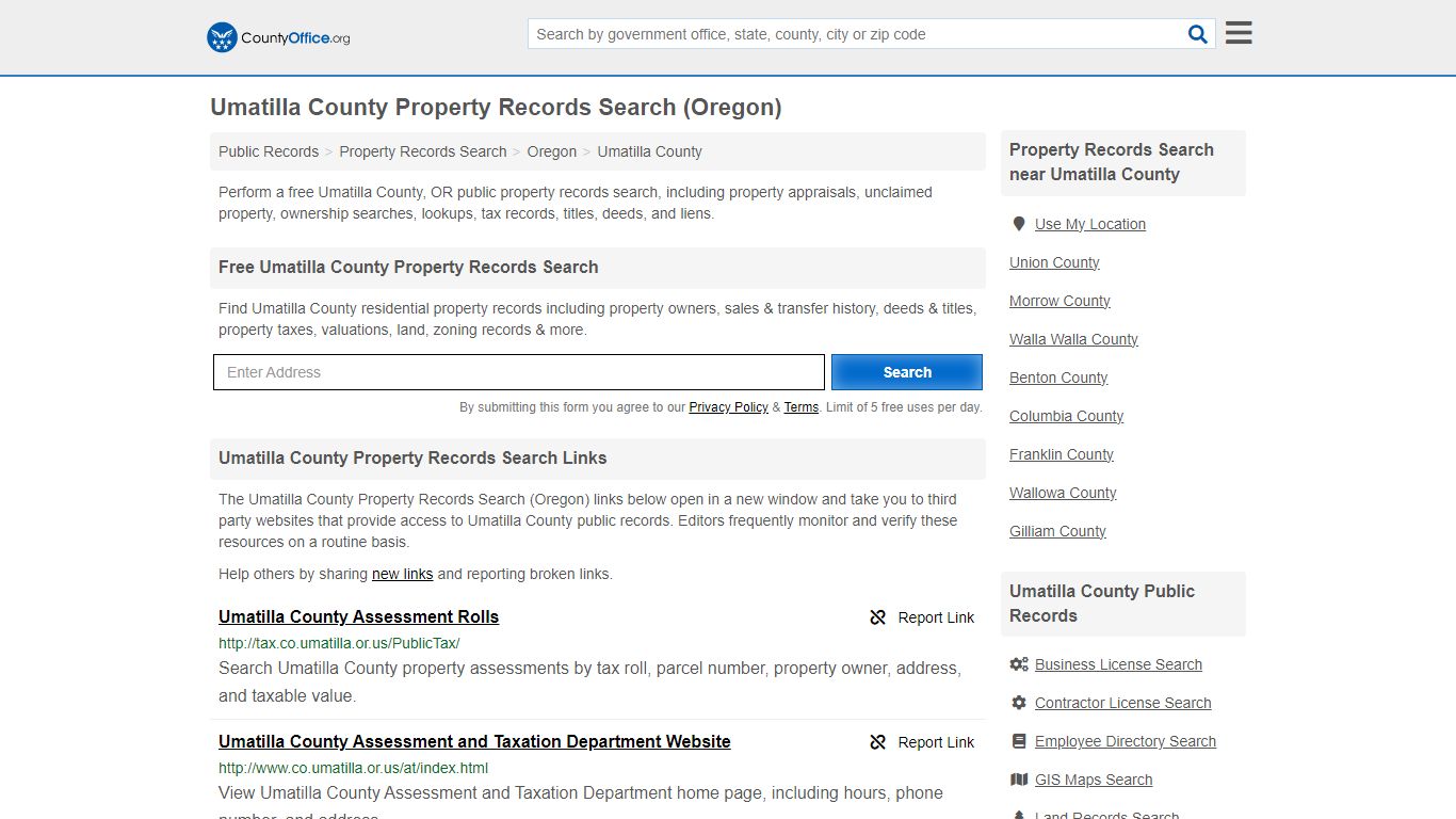 Umatilla County Property Records Search (Oregon) - County Office